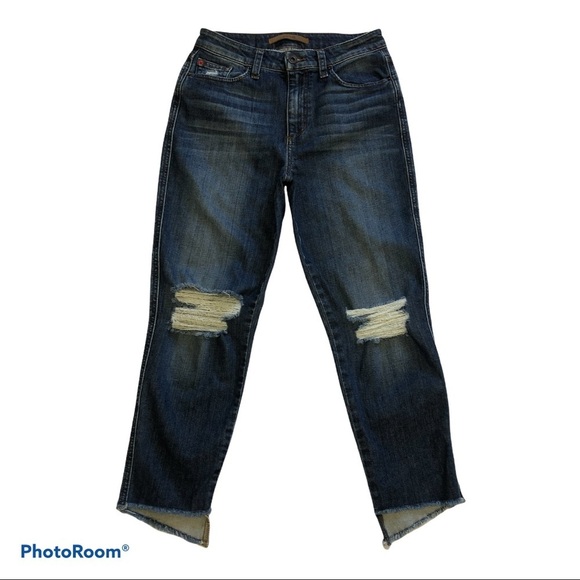 Joes The Debbie Crop High Rise Boyfriend Jeans Distressed Japanese Premium Denim - Picture 1 of 5